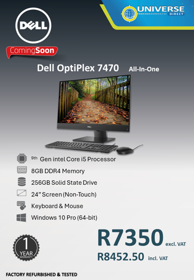 Picture of ARRIVING SOON - Dell OptiPlex 7470 i5 9th Gen 256GB W10P non-touch All-In-One