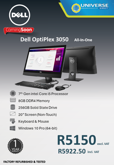 Picture of ARRIVING SOON - Dell OptiPlex 3050 i5 7th Gen 8GB 256GB W10P Non Touch AIO