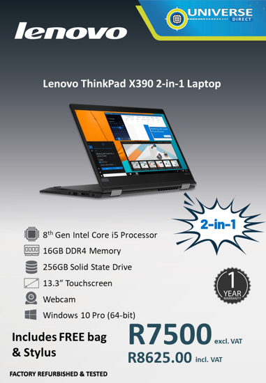 Picture of Lenovo Yoga X390 i5 16GB 256GB W10P Touchscreen Laptop