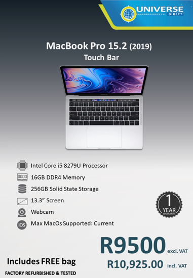 Picture of MacBook Pro 15.2 i5 8279U 16GB 256GB Webcam MacOS