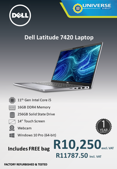 Picture of Dell Latitude 7420 i5 11th Gen 16GB 256GB W10P TS Laptop