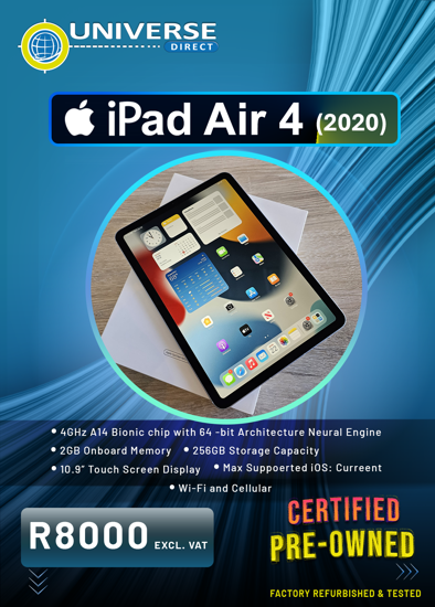 Picture of CERTIFIED PRE - OWNED -  iPad Air 4 Wi-Fi & Cellular (2020) (SKY BLUE COLOUR)