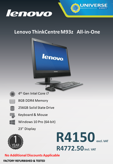 Picture of Lenovo ThinkCentre M93z 4th Gen i7 8GB 256GB 23" Display All-in-One