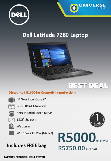Picture of BEST DEAL-Dell Latitude 7280 i7 7th Gen 8GB 256GB W10P Laptop