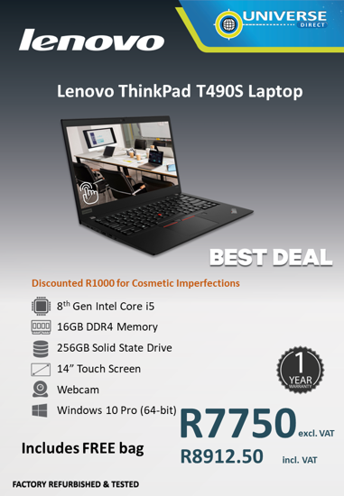 Picture of BEST DEAL-Lenovo ThinkPad T490S i5 16GB 256GB W10P Touch Screen Laptop