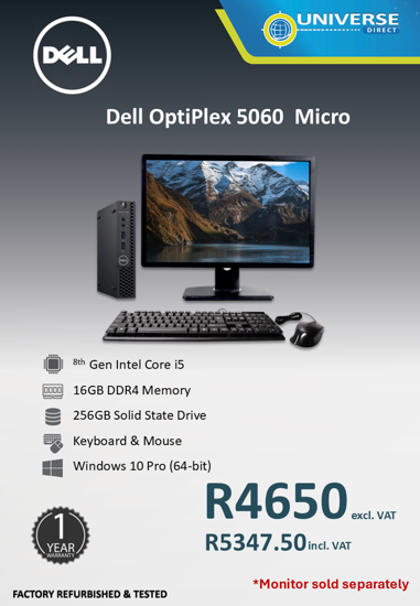 Picture of Dell OptiPlex 5060 8th Gen i5 16GB 256GB W10P Micro