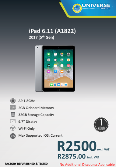 Picture of Apple iPad 6.11 A1822 2017 5th Gen