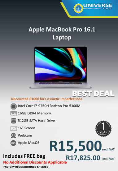 Picture of BEST DEAL - MacBook Pro 16.1 A2141 i7 9750H 16GB 512GB MacOS