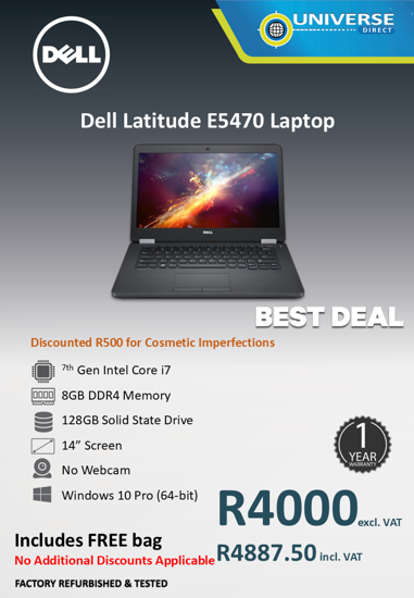 Picture of BEST DEAL-Dell Latitude E5470 i7 8GB 128GB W10P No Webcam