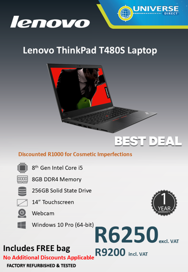 Picture of BEST DEAL - Lenovo ThinkPad T480S i5 8GB 256GB W10P Touch