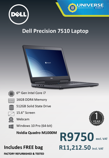 Picture of Dell Precision 7510 i7 16GB 512GB W10P M1000M Laptops