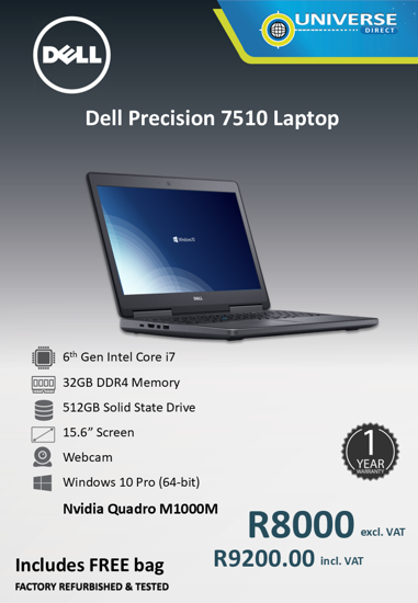 Picture of Dell Precision 7510 i7 6th gen 32GB 512GB W10P M1000M