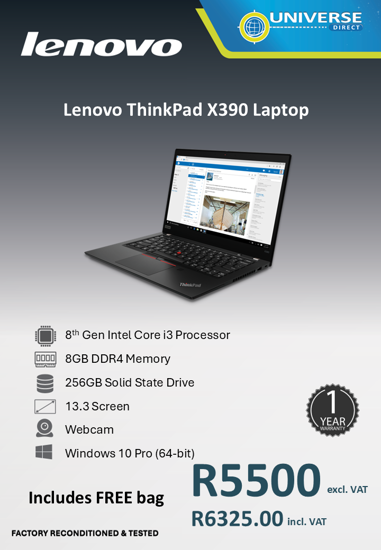 Picture of Lenovo ThinkPad X390 i3 8th Gen  8GB 256GB W10P  Laptop