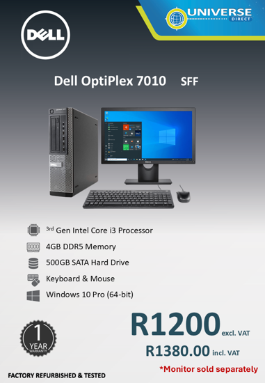 Picture of Dell OptiPlex 7010 i3 3rd Gen 4GB 500GB W10P Desktop