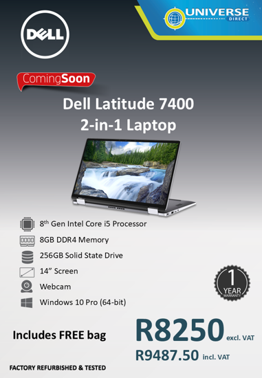 Picture of ARRIVING SOON-Dell Latitude 7400 i5 8th Gen 8GB 256GB W10P 2-in-1 Laptop