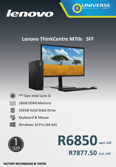 Picture of Lenovo ThinkCentre M70s i5 10th Gen 8GB 256GB W10P SFF