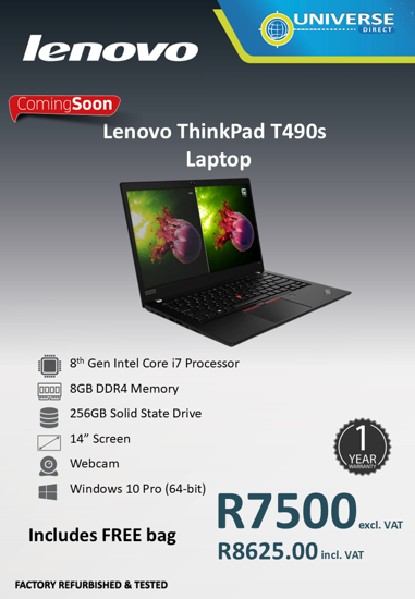 Picture of ARRIVING SOON - Lenovo ThinkPad T490S 8th i7 16GB 256GB W10P Laptop