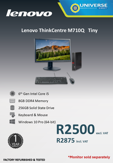 Picture of Lenovo ThinkCentre M710Q  i5 6th Gen  8GB 256GB W10P Tiny