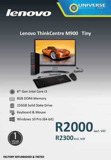 Picture of Lenovo ThinkCentre M900 i3 6th Gen 8GB 256GB W10P Tiny