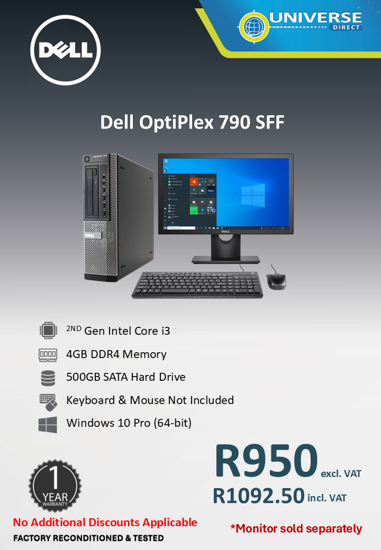 Picture of Dell OptiPlex 790 i3 2nd Gen 4GB 500GB W10P SFF