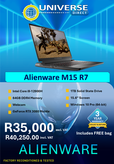 Picture of Alienware M15 R7 12th Gen i9-12900H 64GB 1TB RTX 3080 Mobile W10P Laptop