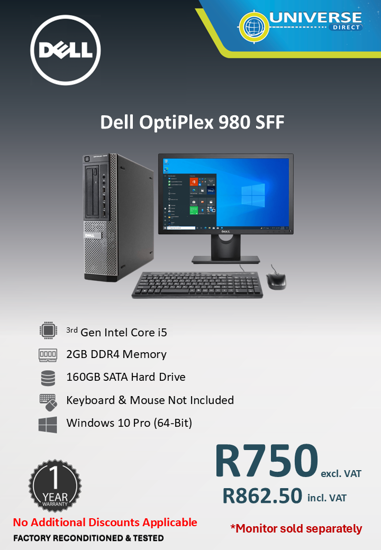 Picture of Dell OptiPlex 980 i5 3rd Gen 2GB 160GB W10P SFF