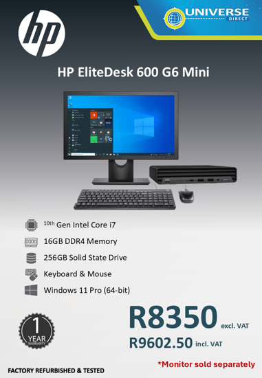 Picture of HP EliteDesk 600 G6 i7 10th Gen 16GB 256GB W11P Tiny