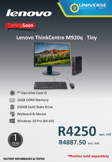 Picture of ARRIVING SOON - Lenovo ThinkCentre M920Q i5 8th Gen 16GB 256GB W10P Tiny