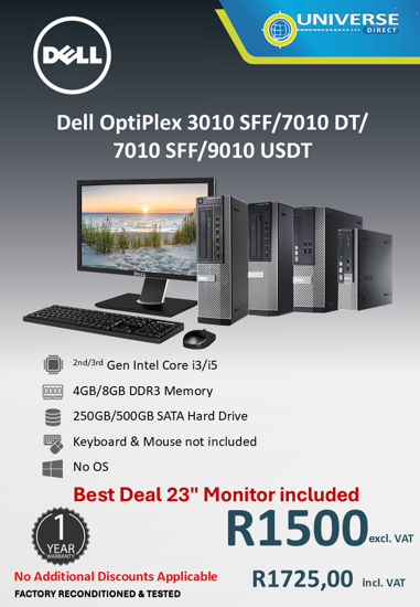 Picture of Dell OptiPlex 3010 SFF,7010 DT, 7010 SFF, 9010 USDT Combo Deal - i3/i5 2nd/3rd Gen 4GB/8GB 250GB/ 500GB NO OS