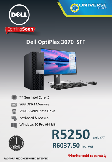 Picture of ARRIVING SOON - Dell OptiPlex 3070 i5 8th Gen 8GB 256GB W10P SFF